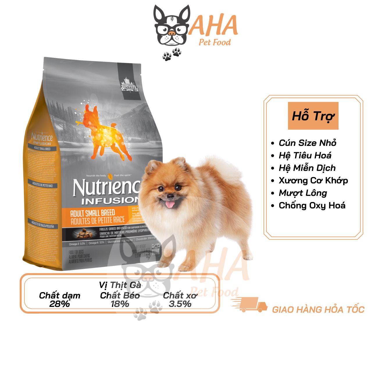 Thức Ăn Cho Chó Pomeranian Nutrience Original Bao 2,5kg - Thịt Gà, Rau Củ Quả, Trái Cây