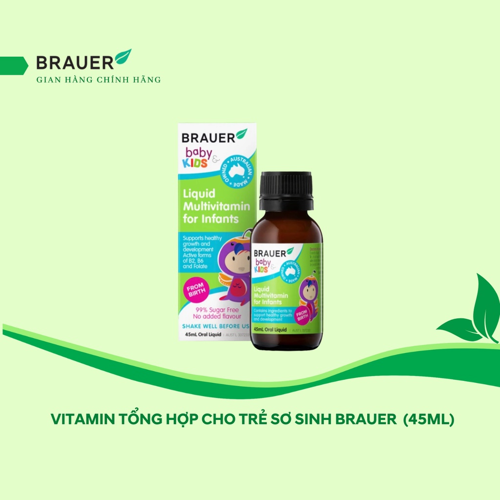 Vitamin tổng hợp cho trẻ sơ sinh 1-3 tuổi Brauer Baby &amp; Kids Liquid Multivitamin For Infant tăng sức đề kháng - QuaTangMe Extaste