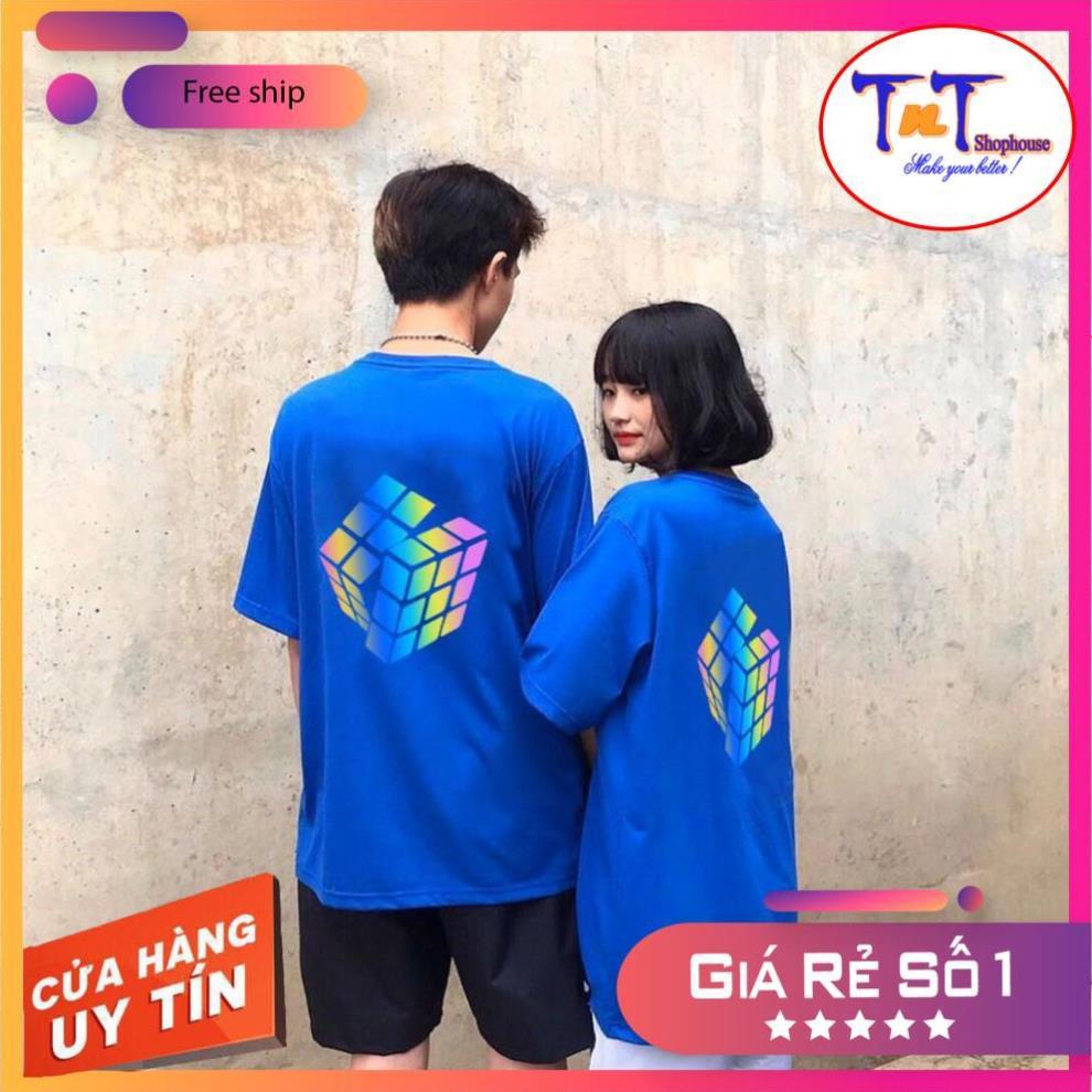 PQ9 Áo Thun Phản Quang Khối Rubik - Áo Unisex Tay Lỡ Nam Nữ Mặc Được - Phản Quang Sáng Đẹp Bền