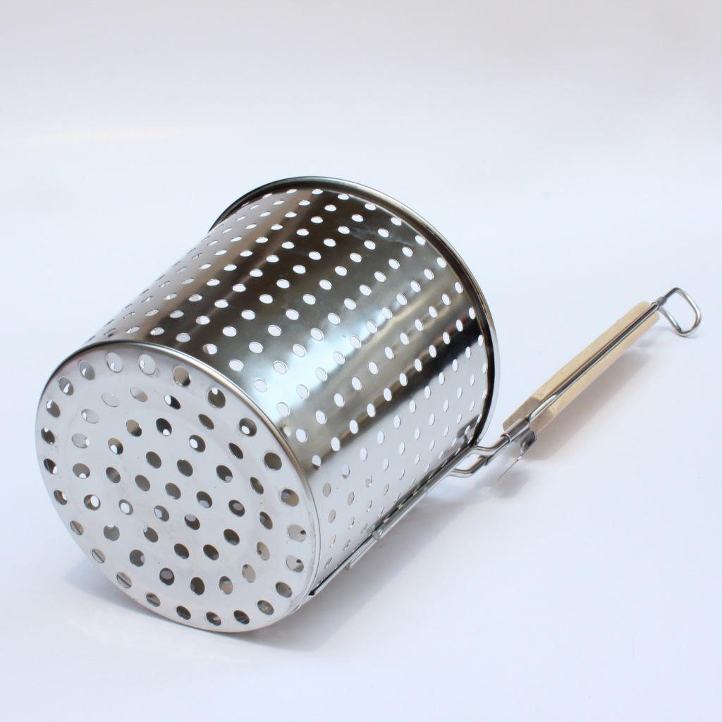 Stainless Steel Pasta Basket Mesh Spider Food Dumpling Noodle Strainer,Fine Mesh Skimmer Kitchen Fine Sieve Mesh Strainer With Wooden Handle