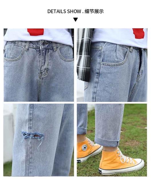 Quần Jeans Baggy Dáng Rách Cạnh 2020