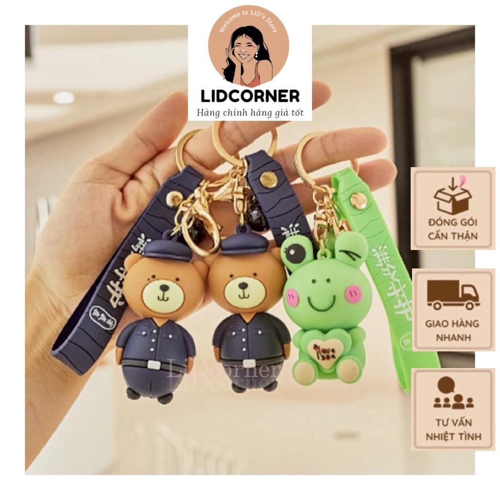 Móc khoá đôi tạo hình Gấu và Ếch xinh xắn
