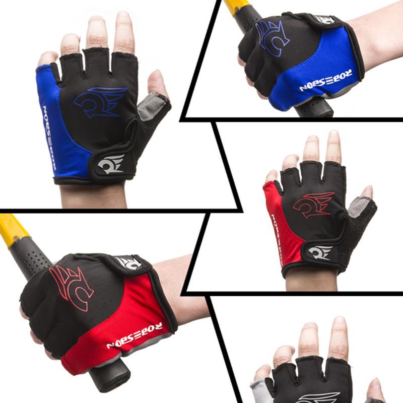 Nửa Ngón Tay Đi Xe Đạp Găng Tay Dành Cho Nam Nữ Thoáng Khí Chống Sốc Đỏ Đen Xe Đạp Xe Đạp Guantes Ciclismo Găng Tay Thể Thao M-XL