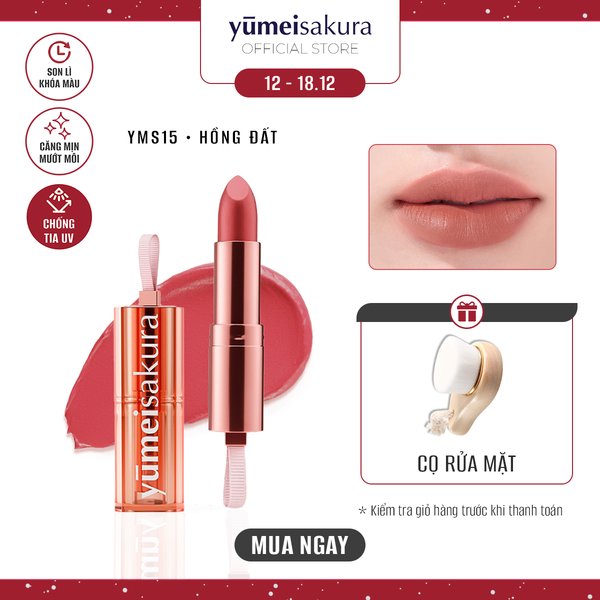 Son Thỏi Lì Mịn Chotto Matte Yumeisakura Hồng Đất Love Me Tonys Pink Lipstick Yms15 3.5G