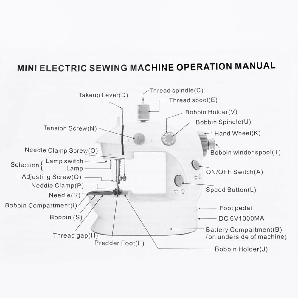Máy khâu điện mini gia dụng, 2 tốc độ với bàn đạp chân nhẹ AC100-240V