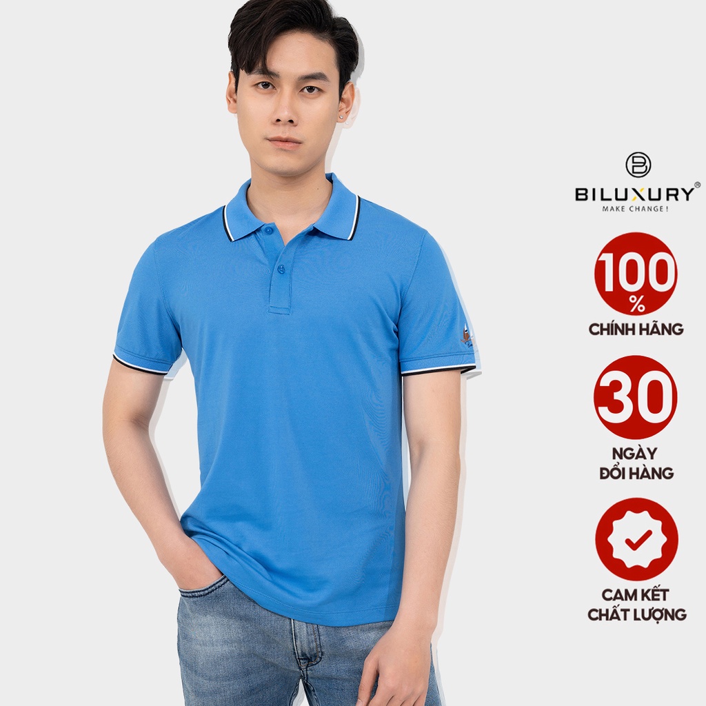 Áo polo nam Biman by Biluxury thun cổ bẻ phối viền trẻ trung lịch lãm vải mềm mịn co giãn 4 chiều 5APCT003XDU