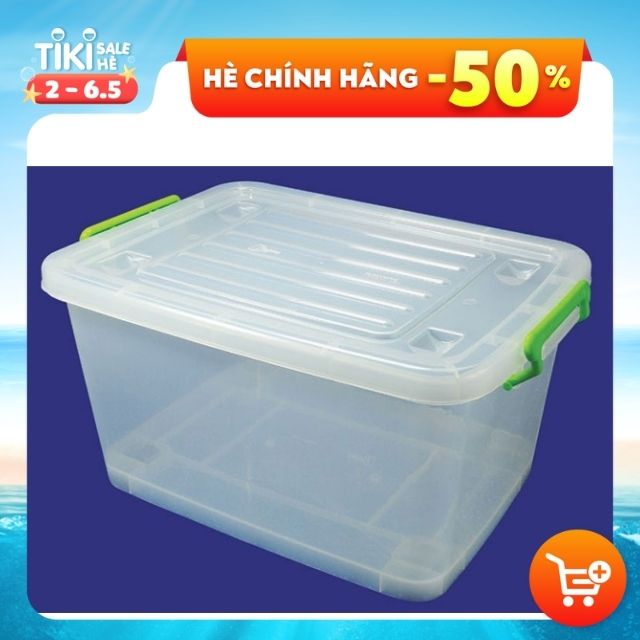 Hộp Nhựa Trong Suốt Đựng Đồ Đa Năng Có Quai Cầm Và Bánh Xe Đẩy Tiện Lợi-Size Lớn