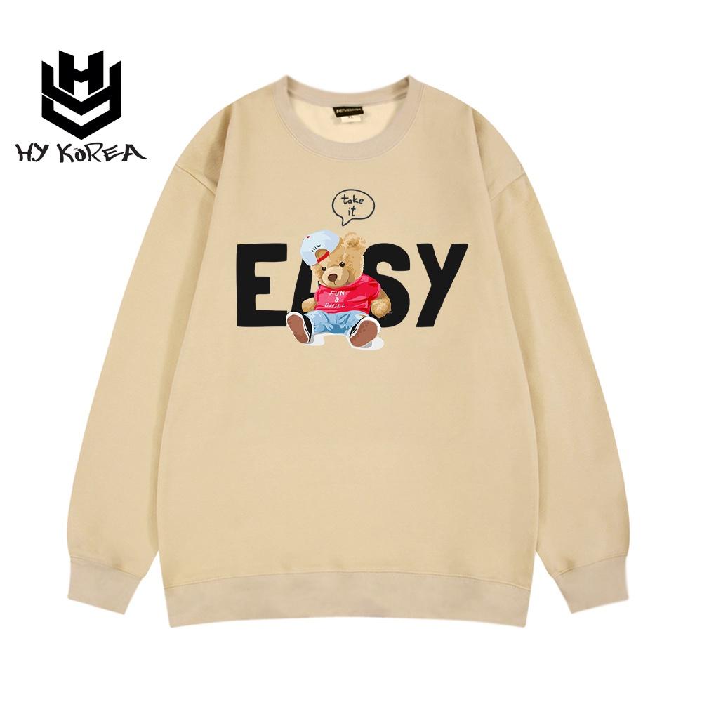 Áo Sweater nữ HY KOREA Chất Nỉ Bông In Hình Gấu Easy 452 Form Rộng