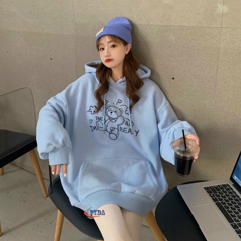 Áo hoodie nữ nam unisex cặp đôi local brand nỉ ngoại cao cấp da cá form rộng có mũ ulzzang hàn quốc cute zip BEAR