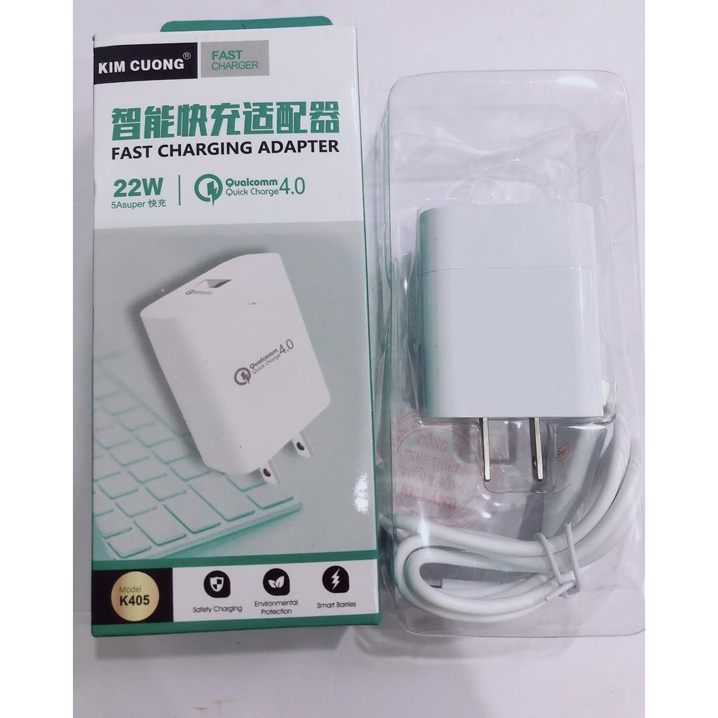 BỘ SẠC NHANH KIM CƯƠNG K405, 22W Quick Charge 4.0A - Hàng Chính Hãng