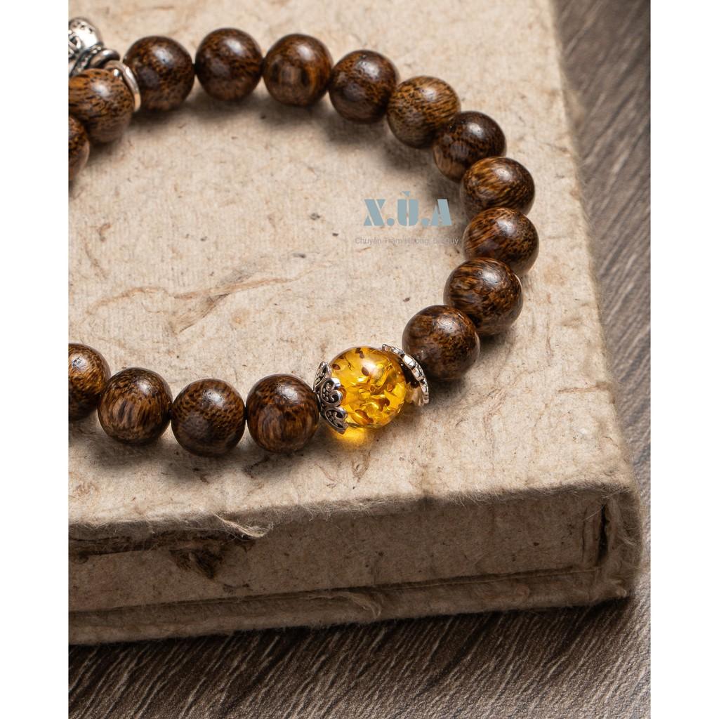 Vòng Tay Trầm Hương Đính Charm XUA104 Tuyệt Đẹp || Cầu Tài Lộc