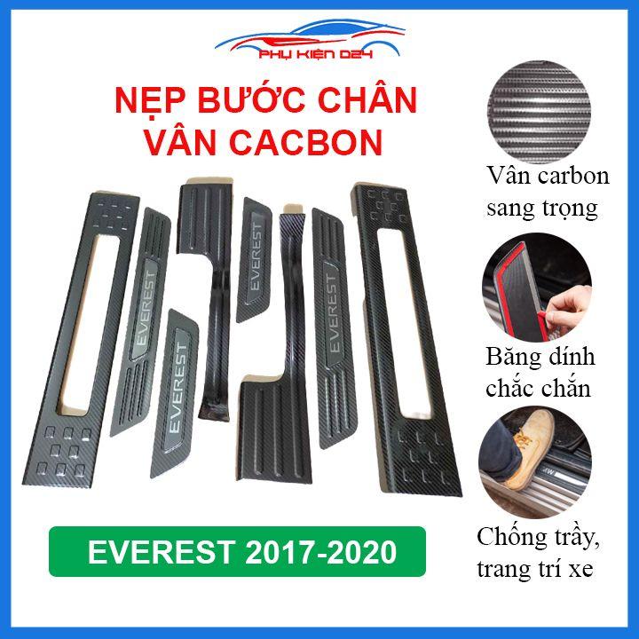 Bộ nẹp bước chân trong ngoài vân Cacbon xe Everest 2017-2018-2019-2020 chống trầy làm đẹp ô tô