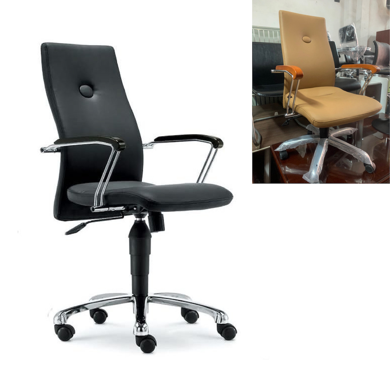 Ghế Làm Việc Chân Xoay Bọc Da PU AMA-CM-D06AS