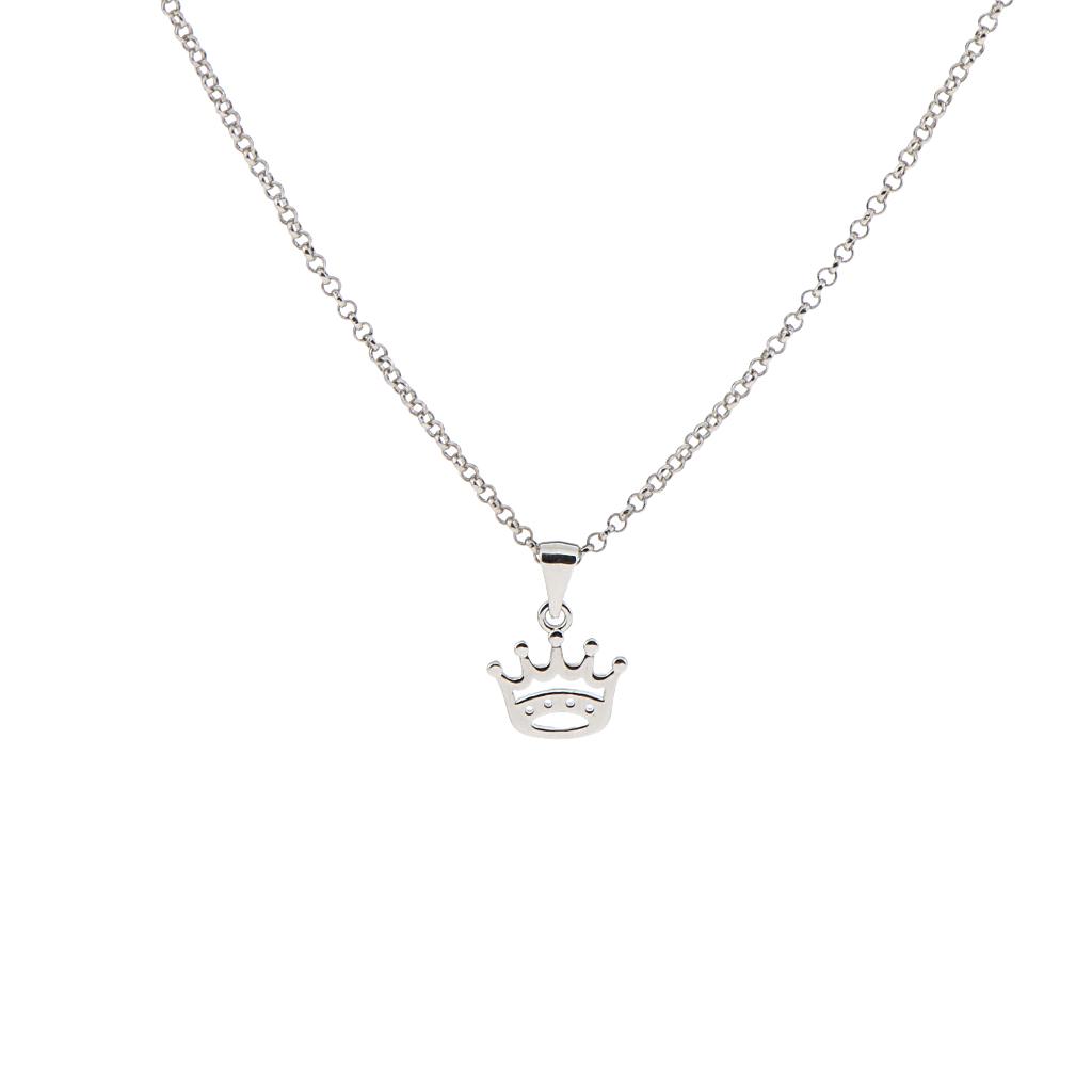 Elegant Women Princess Crown Tiara Charming Pendant Silver Necklaces