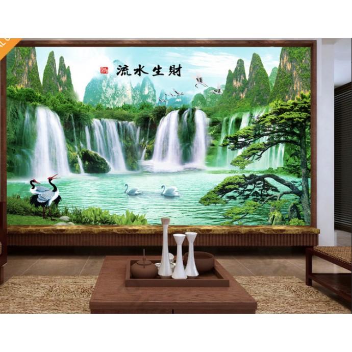 Tranh dán tường Tranh Sơn Thủy tranh trí phòng khách hiện đại dán tường MS982052