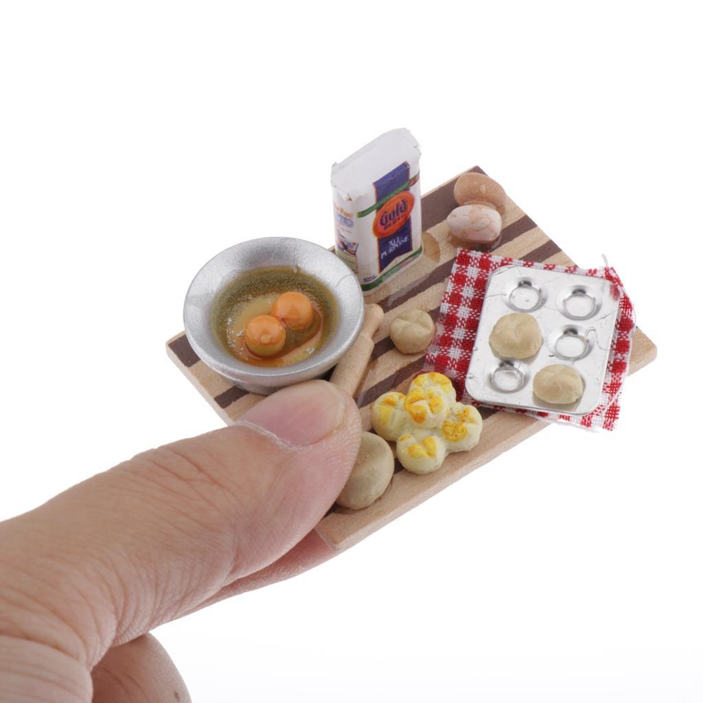 Miniature Rolling Pin Set 1:12 Dollhouse Accessories Kitchen for Children Doll Pretend Play Toy