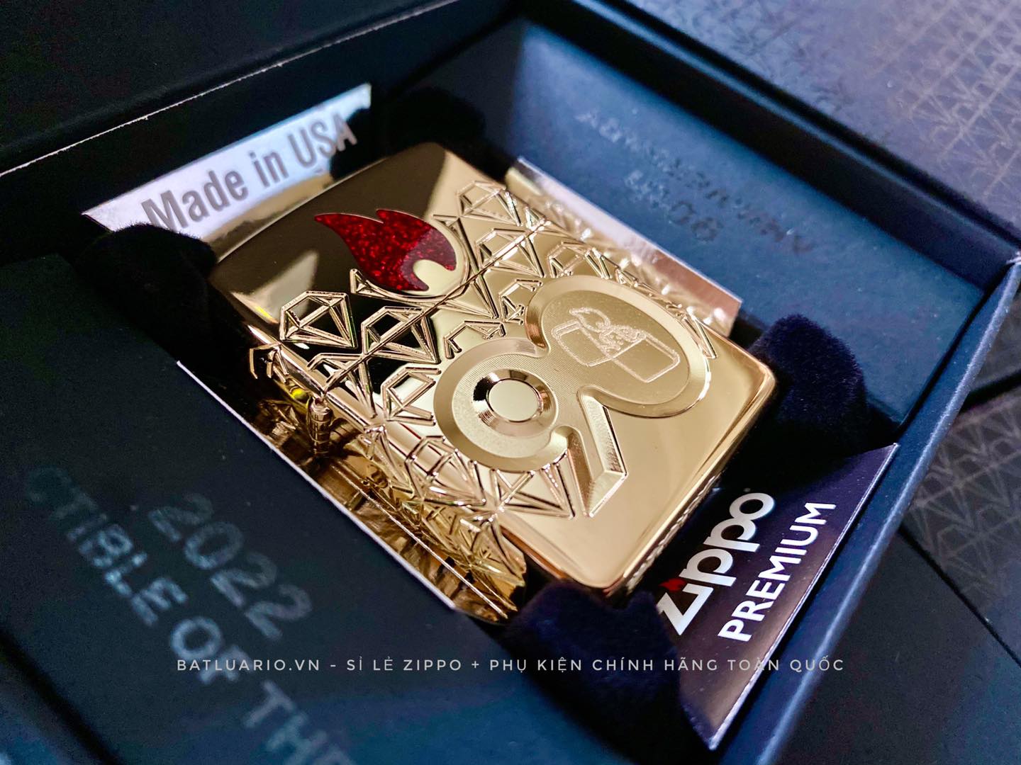 Bật Lửa Zippo 49866 – Zippo 90th Anniversary Limited Edition – Zippo 2022 Collectible Of The Year Asia – Gold Plated – Zippo Coty 2022 Asia