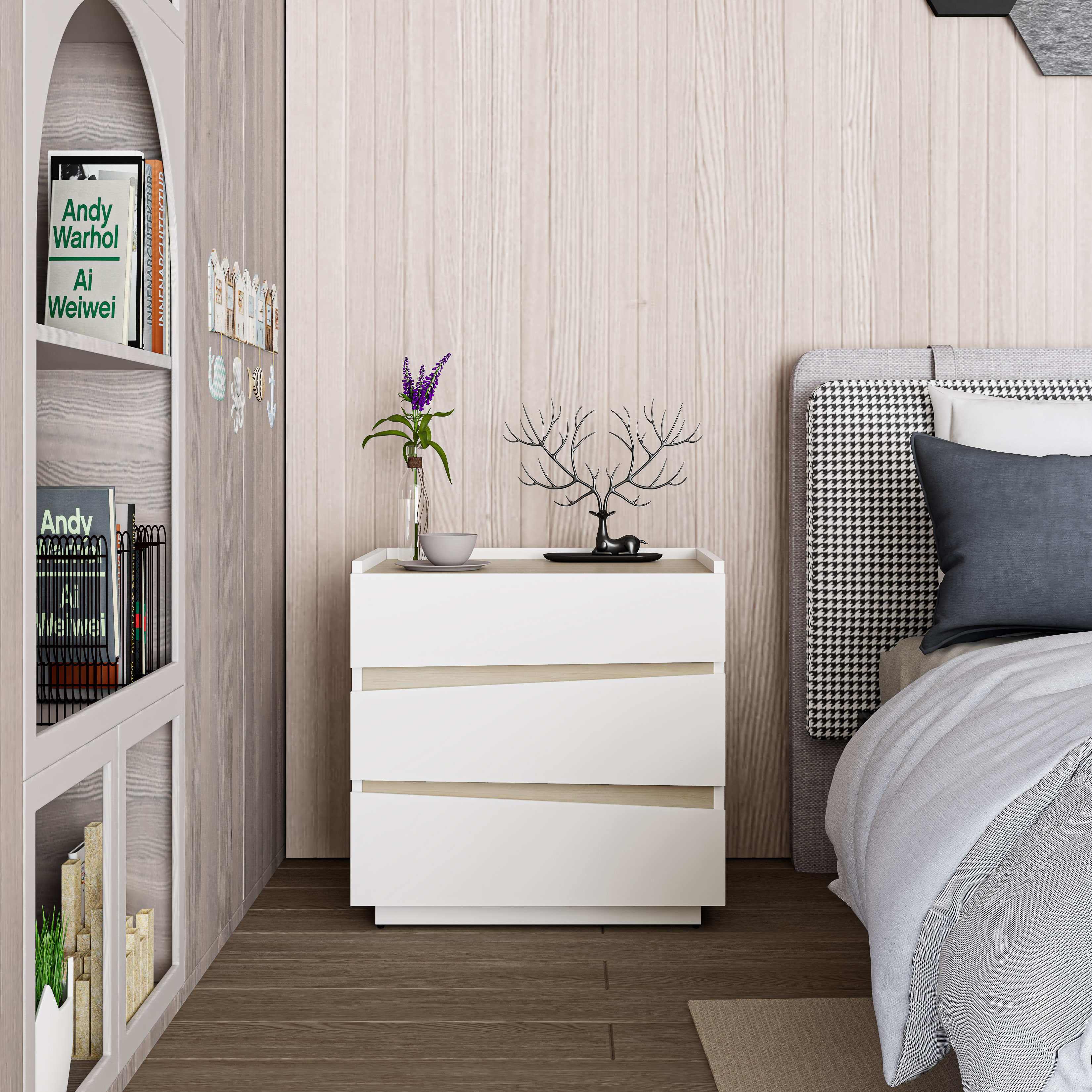 [Happy Home Furniture] VIGGO, Táp đầu giường 3 ngăn kéo, 62cm x 40cm x 61cm ( DxRxC), THK_158