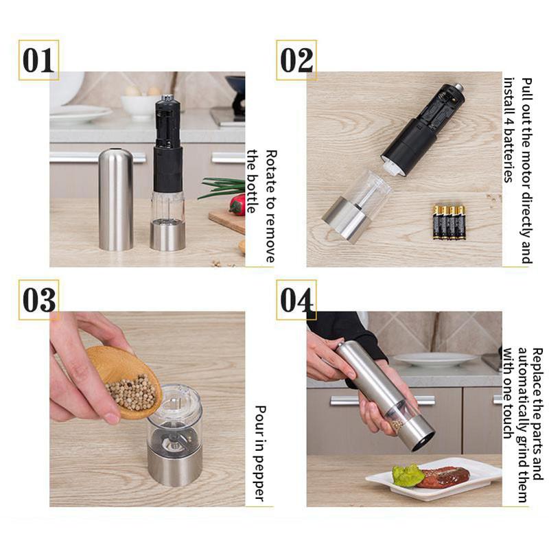 Thép Không Gỉ Điện Gia Vị Máy Xay Hạt Tiêu Máy Xay Muối Và Hạt Tiêu Xay Máy Xay Nhà Bếp Công Cụ Phụ Kiện Cho Nấu Ăn
