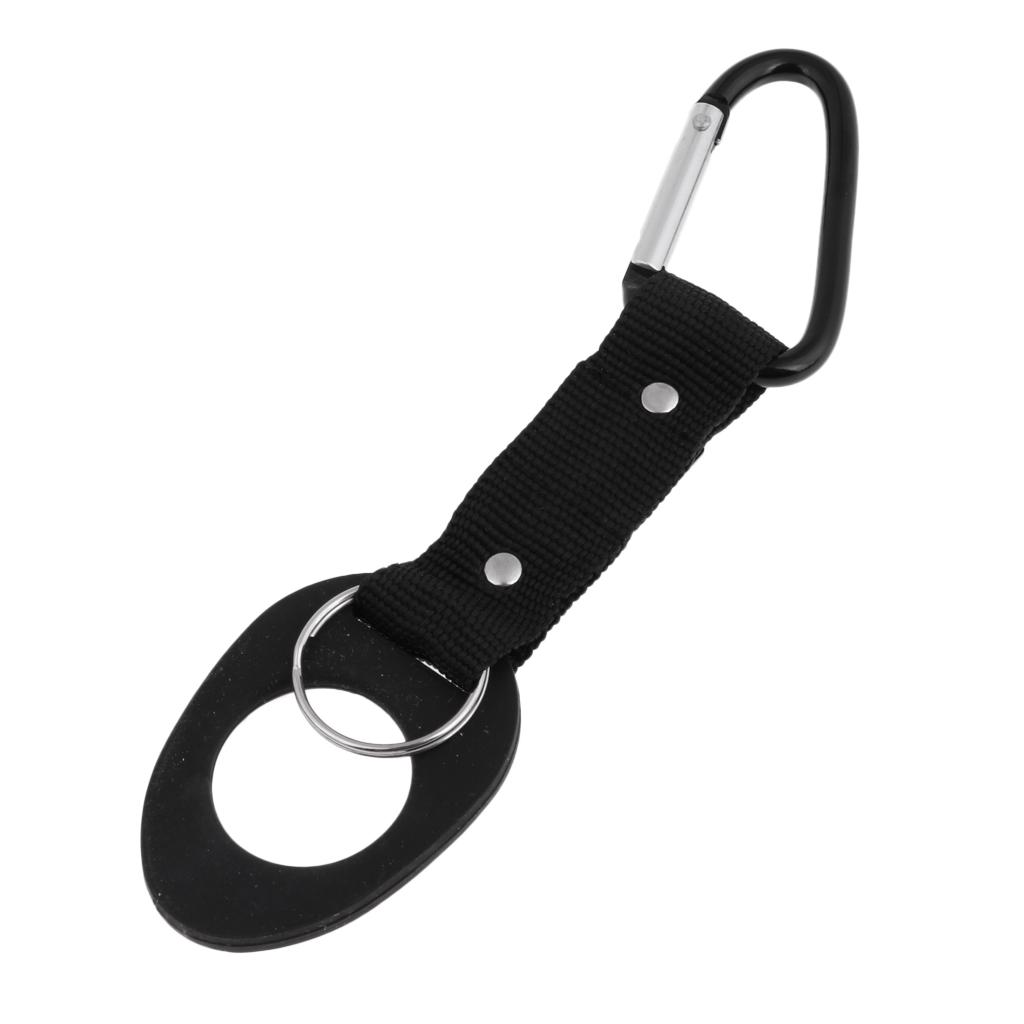 Water Bottle Holder Hanging Strap Webbing Buckle Clip Hooks Keychain Black