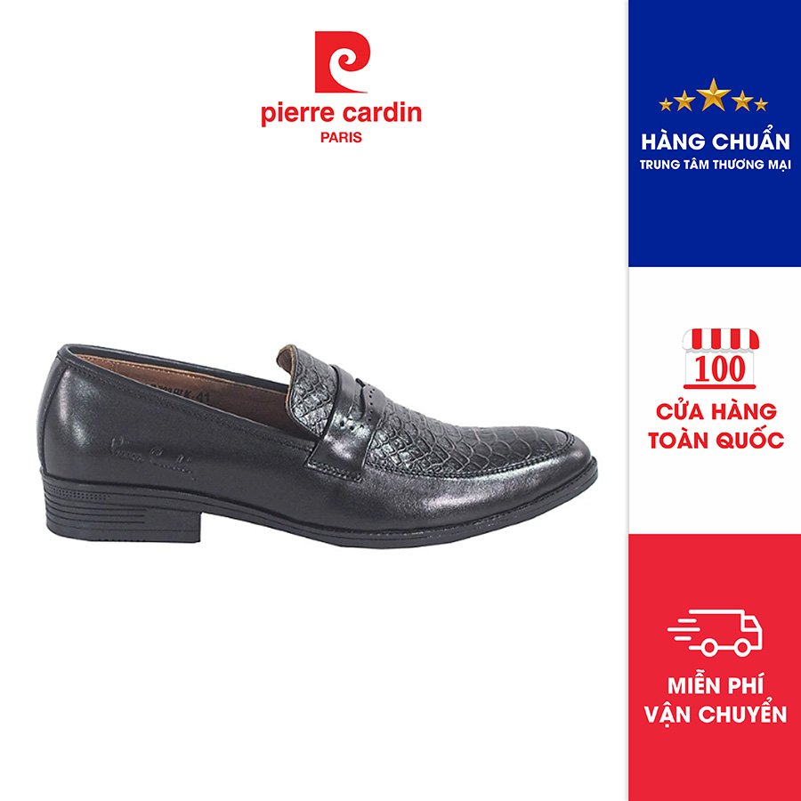 Giày Lười Da Nam Không Dây Pierre Cardin, Họa Tiết Vân Cá Sấu, Chất Liệu Da Bò Cao Cấp, Kiểu Dáng Sang Trọng Pcmfwl 723 - Đen - 39