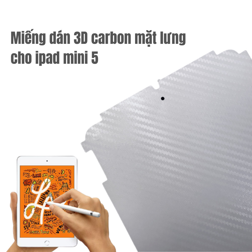 Miếng dán mặt sau vân 3D carbon cho ipad mini 5