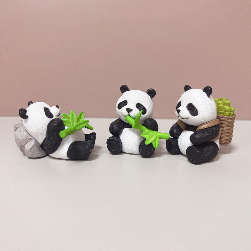 Mô Hình Gấu Trúc Mimi Bộ 8 Trang Trí Decord Ô tô Bánh Kem Tiểu Cảnh_ Hàng chính hãng