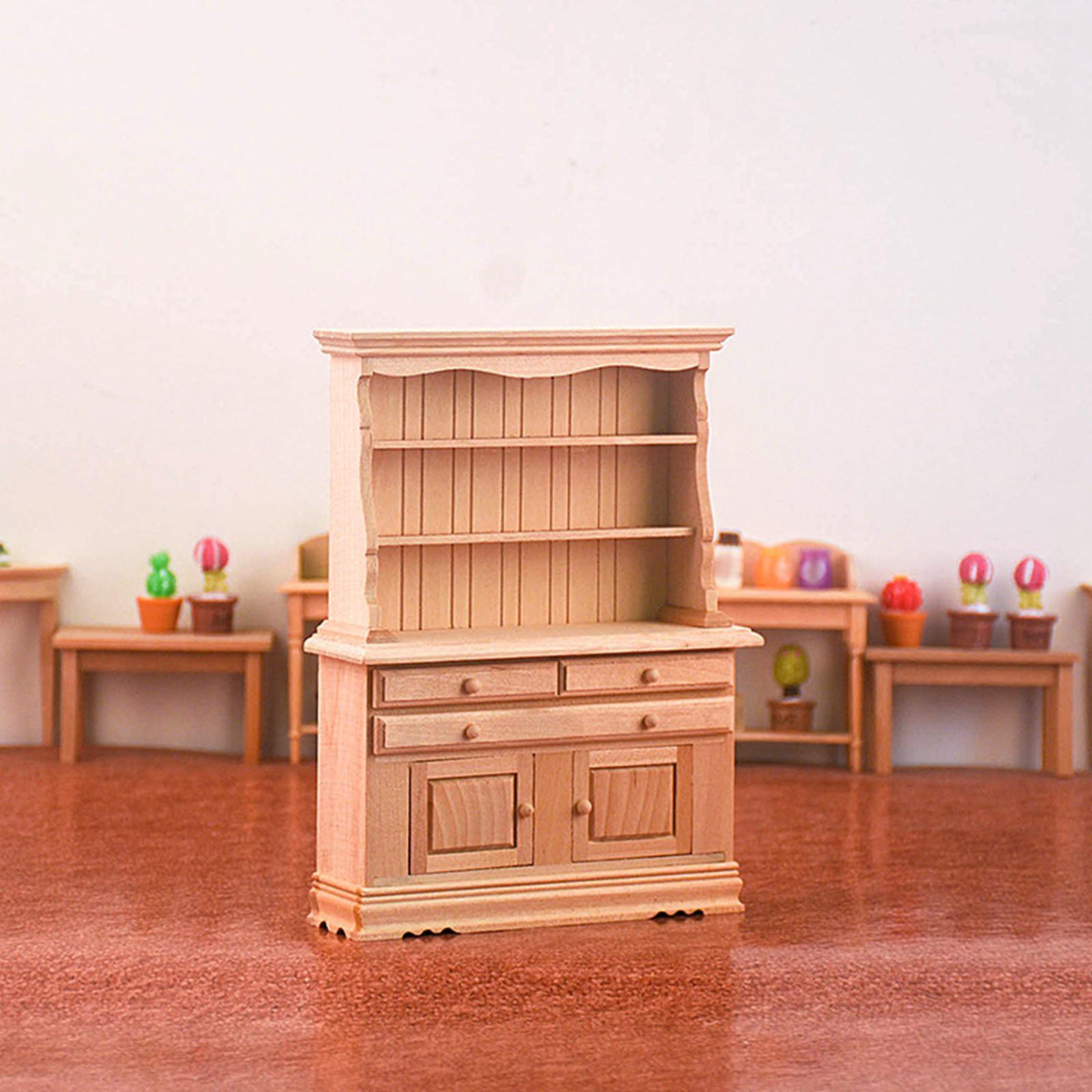 Handmade Dollhouse Cabinet Bookshelf Toy, Kids Pretend Toys Dollhouse Furniture, Dollhouse Decoration for Children Boys Girls Birthday Gifts
