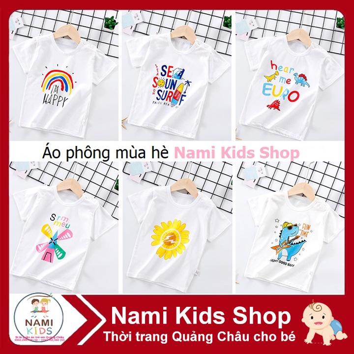 Áo phông trắng mùa hè chất thun mát cho bé trai và bé gái size 6-20kg