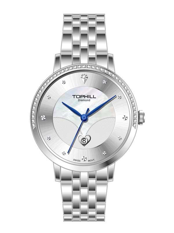 ĐỒNG HỒ TOPHILL TE062L.M1687 Đồng hồ nữ Thụy Sĩ, kính sapphire, vỏ thép 316L