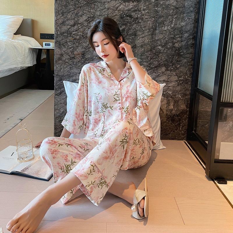 Bộ Lụa Mặc Nhà ️Đồ Ngủ Pijama Lụa Cao Cấp Siêu Mát Mềm Mịn - ELSA