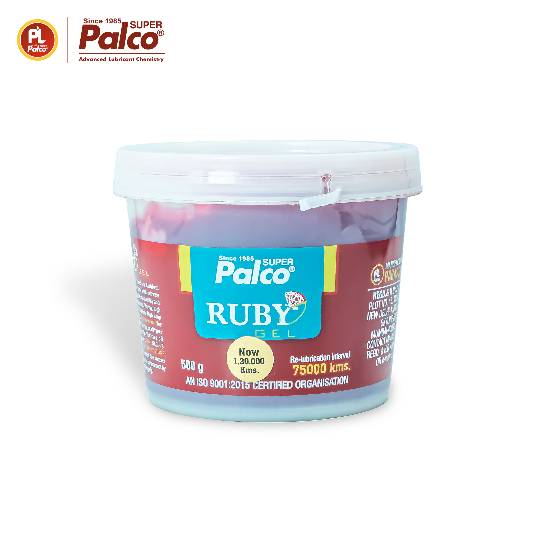 Mỡ bò đỏ chịu nhiệt, chịu cực áp cao cấp PALCO Ruby Gel Phức Lithium, NLGI-3 - Hộp 500gr - Nhập khẩu Ấn Độ