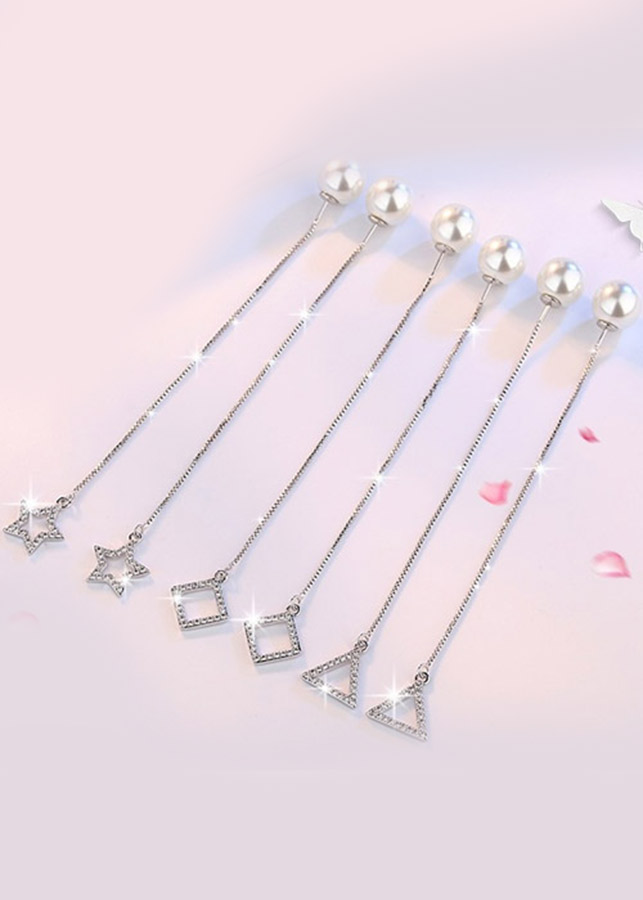 Bông tai ngọc trai dài đá zircon BHBT80