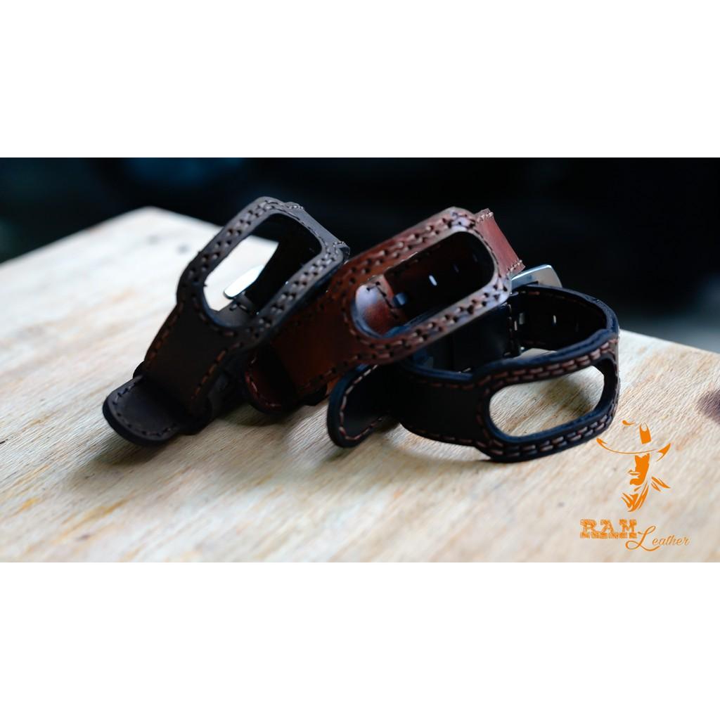 DÂY DA BÒ THẬT MAY TAY CHO MIBAND 5 - CHÍNH HÃNG RAM LEATHER - MI BAND 5 COW LEATHER STRAPS