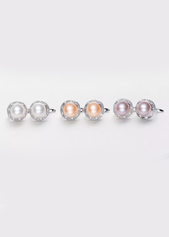 Bông tai ngọc viền đá zircon sang trọng BHBT338