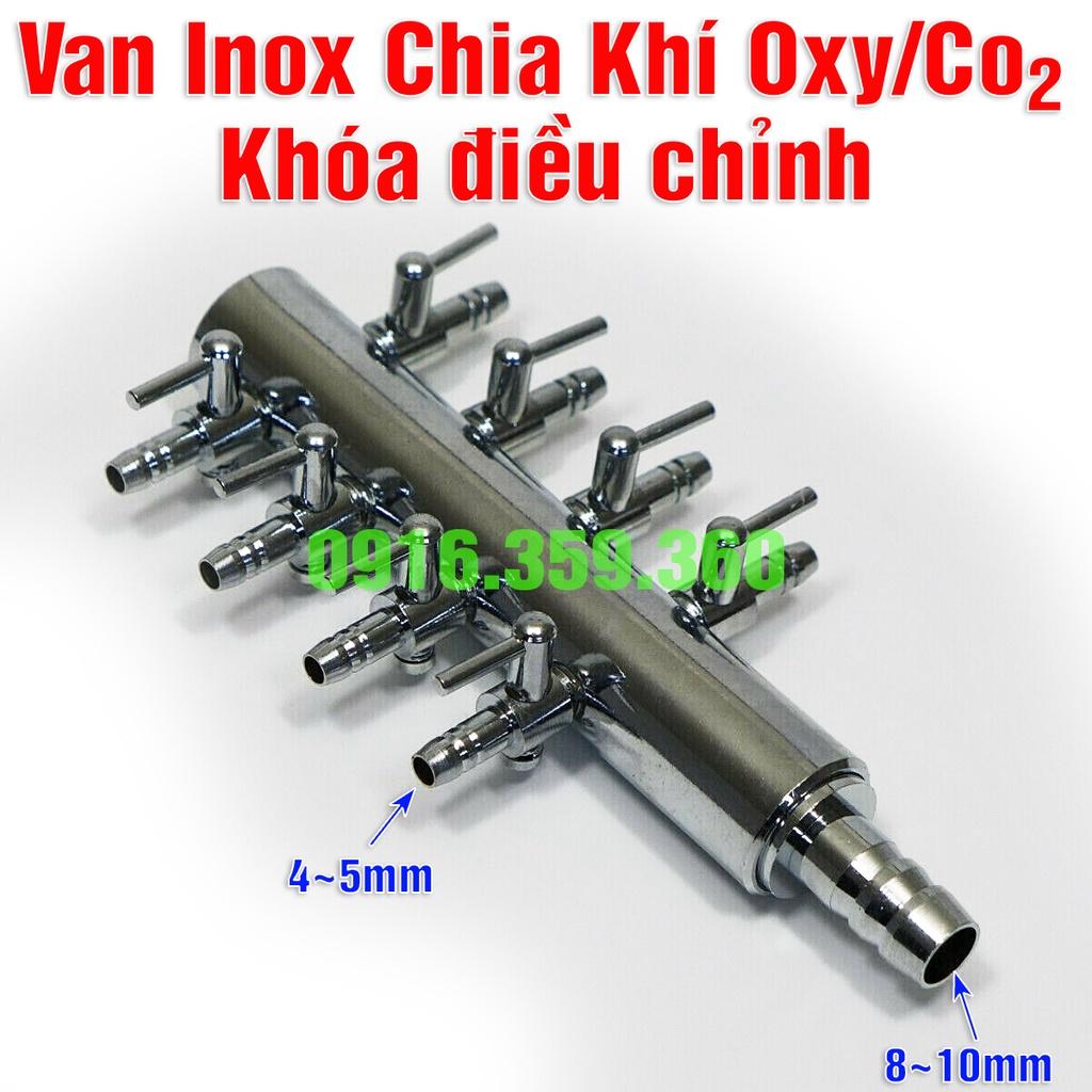 Van Inox Chia Khí Oxy/Co2 Khóa Điều Chỉnh Vòi Chia 8