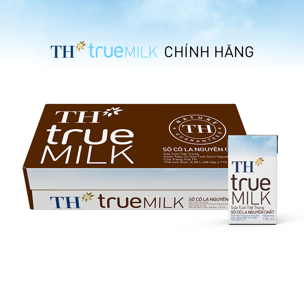 Thùng 48 hộp sữa tươi tiệt trùng sôcôla nguyên chất TH True Milk 110ml (110ml x 48)