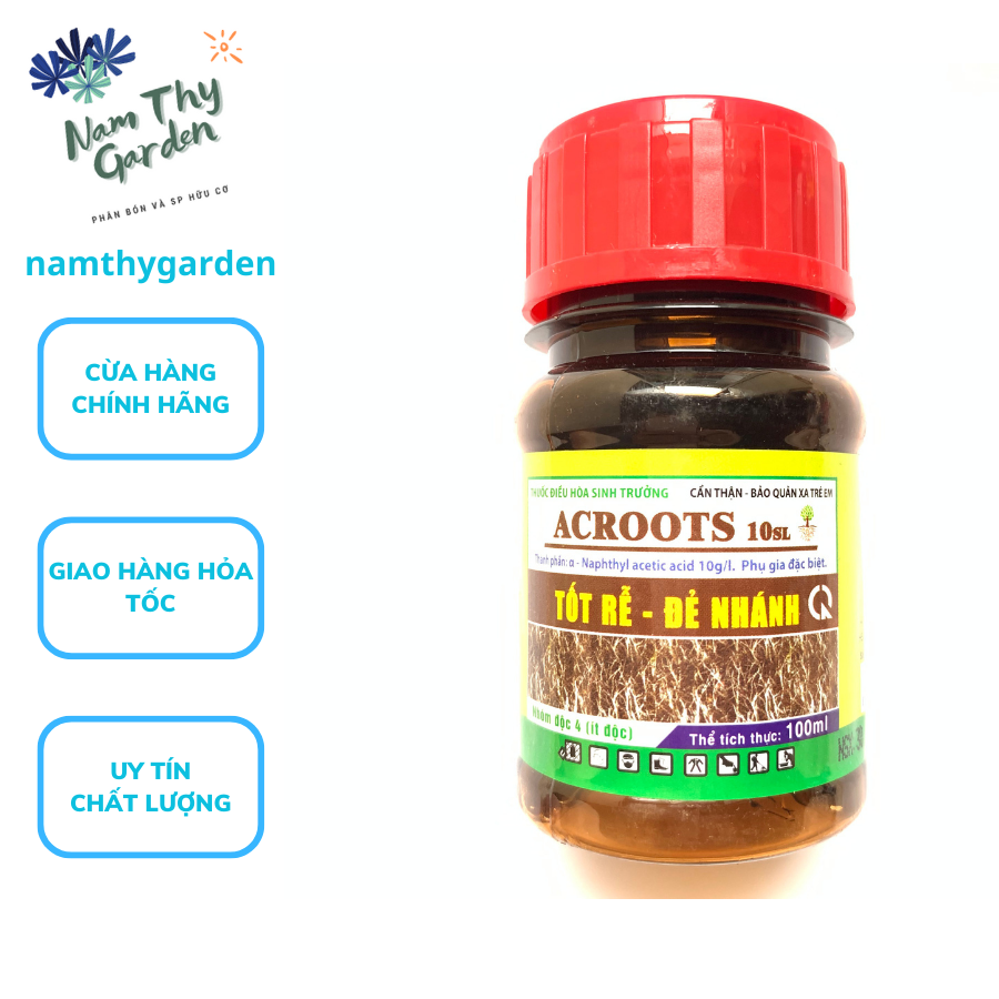 Thuốc điều hoà sinh trưởng ACROOTS - NAA, tốt rễ, nhanh đẻ nhánh, lọ 100ml