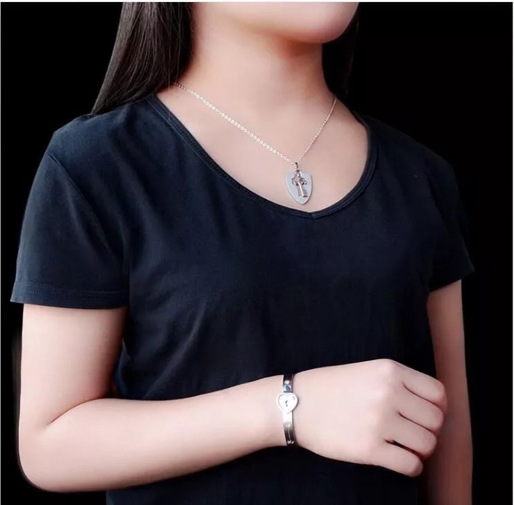 Set vòng đôi chìa khóa trái tim bạc 925