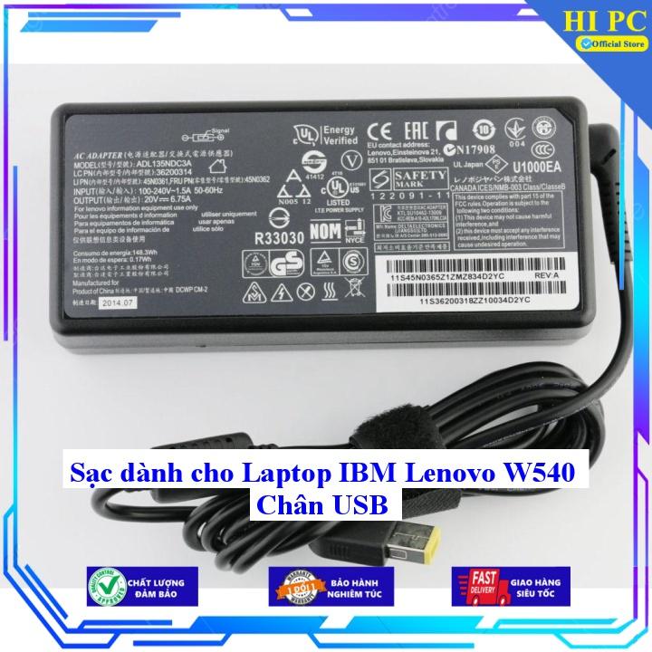 Sạc dành cho Laptop IBM Lenovo W540 Chân USB - Kèm Dây nguồn - Hàng Nhập Khẩu