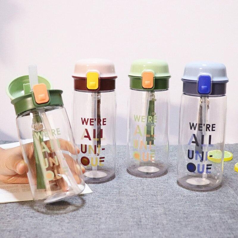 New simple Bouncing Straw Water Cup for Men and Women Students Outdoor Sports Travel Portable Leak-proof Plastic Beverage