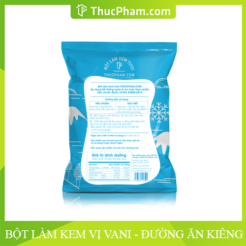 Bột Làm Kem Tươi Đường Ăn Kiêng THUCPHAMCOM Vị Vani 1kg - Công Thức Độc Quyền Hương Vị Mới, Không Gắt, Không Hắc