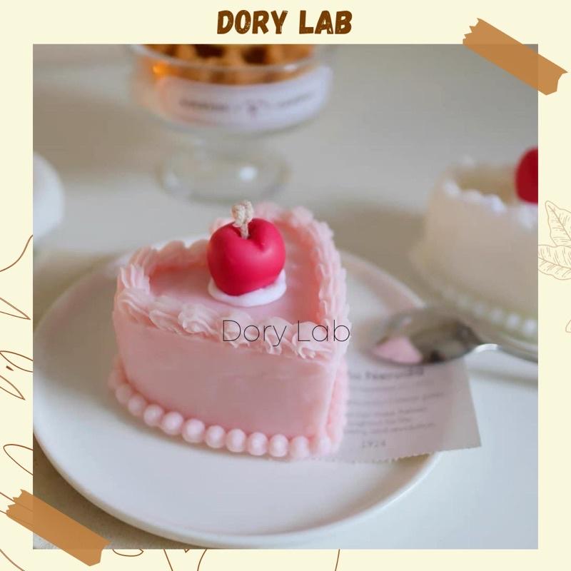 Nến Thơm Tạo Hình Bánh Kem Trái Tim Mix Topping Màu Sắc - Dory Lab