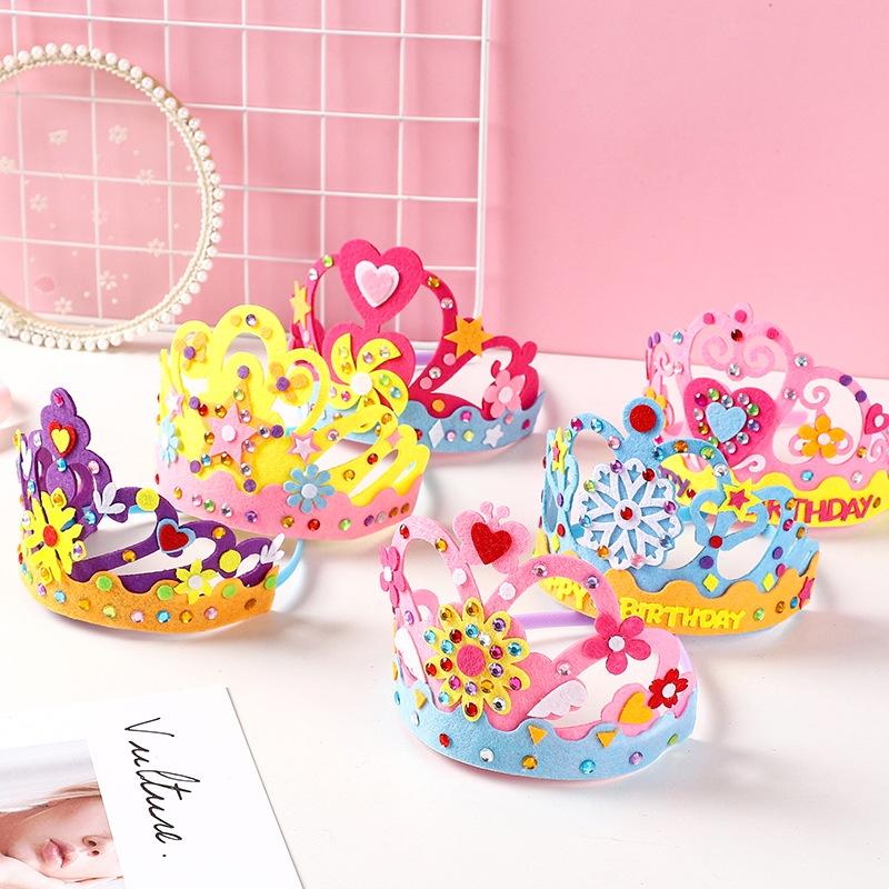 Vương Miện Công Chúa Bằng Vải Không Dệt Đính Kim Sa Làm Thủ Công DIY Trang Trí Tiệc Sinh Nhật Cho Bé