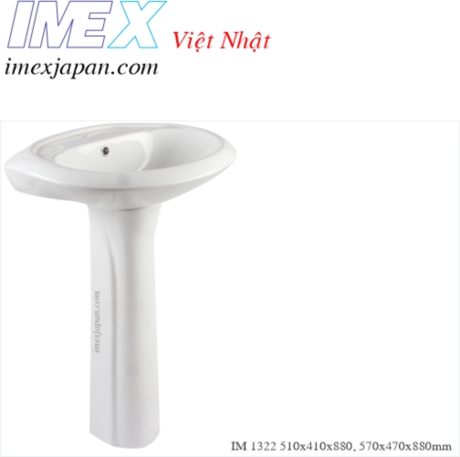 Lavabo hai khối chân đứng men sứ phủ nano cao cấp chính hãng IMEX IM 1322