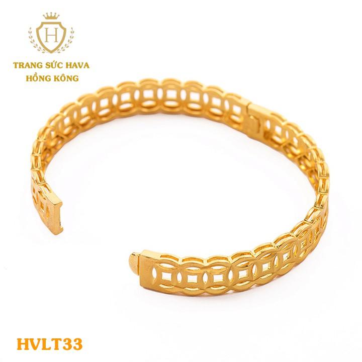 Lắc Tay, Vòng Tay Nữ Kim Tiền Trơn Xi Mạ Vàng Non Cao Cấp - Trang Sức Hava Hong Kong - HVLT33