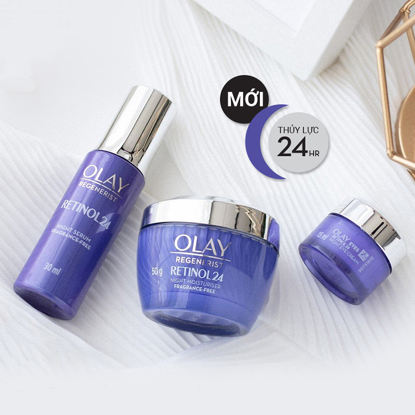 Combo OLAY Ngăn Ngừa Lão Hóa Chiết Xuất Retinol24: Kem Dưỡng Ban Đêm 50g Và Kem Mắt 15ml