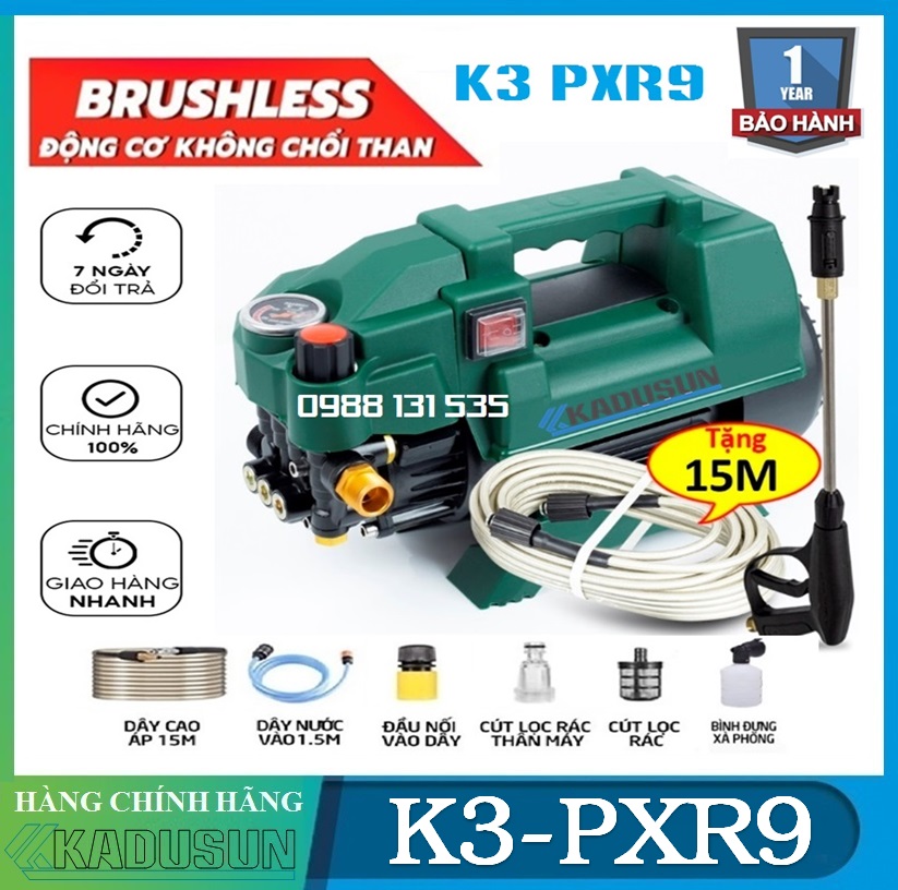 [KADUSUN] Máy xịt rửa xe KADUSUN 3500W Có chỉnh áp |Chế độ thông minh Auto Stop | Dùng vệ sinh máy lạnh | Tặng kèm bình bọt tuyết