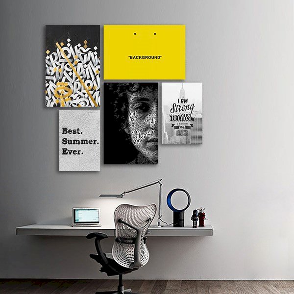 Bộ 5 Tranh Trang Trí Typography - W379
