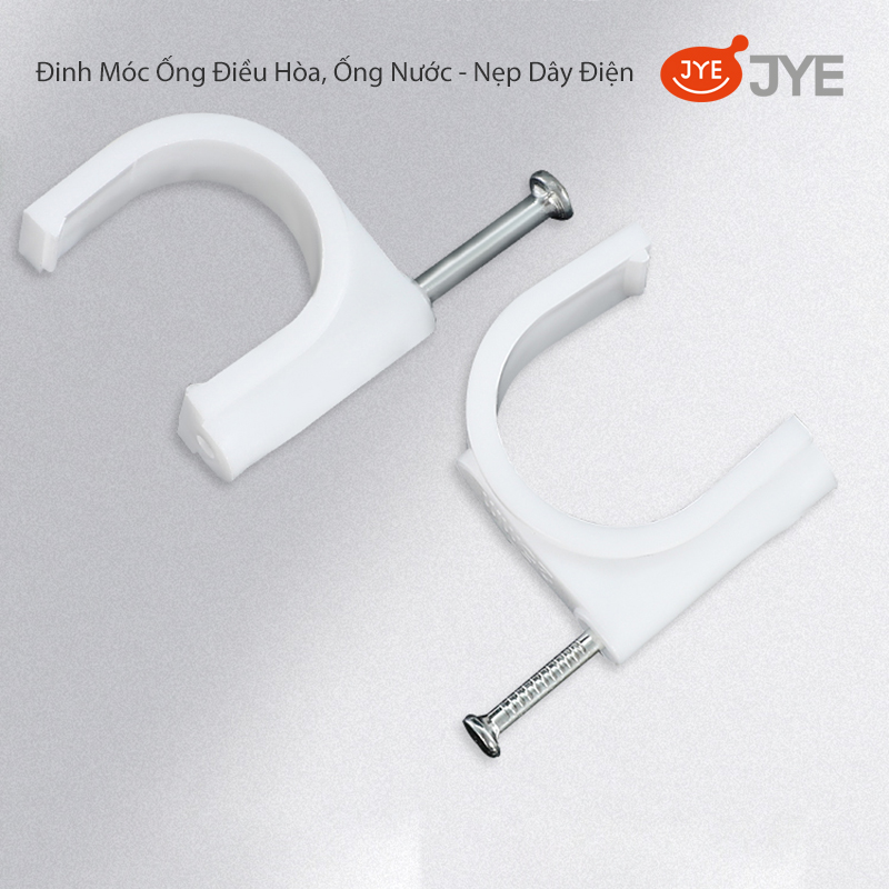 Đinh Móc Nhựa JYE (NC-1-i) 100 Cái/Bịch, Nẹp Đinh Ghim Cố Định Dây Điện, Đinh Móc Ống Đồng Điều Hòa - Ống Nước, Đinh Bằng Thép Chắc Chắn, Nhiều Size Lựa Chọn